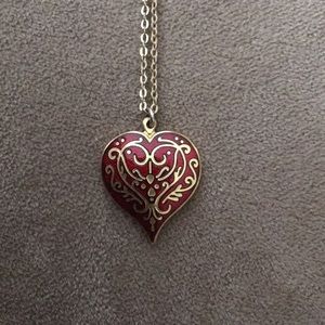 Heart shaped necklace red